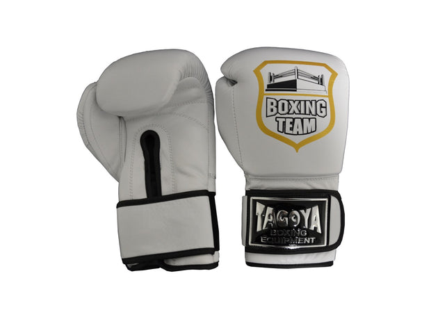 Guantes de boxeo blancos de piel