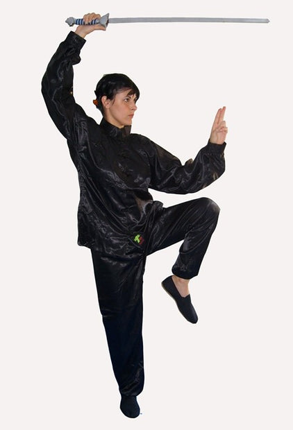 Traje para taichi de satén negro