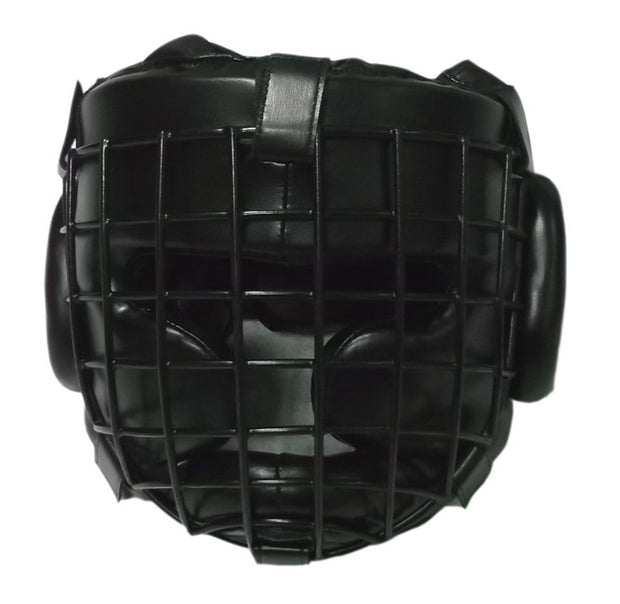 Casco con barras metálicas extraíbles y protección trasera.