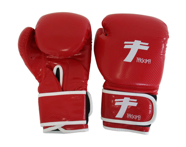 Guantes boxeo rojo de PVC efecto carbono