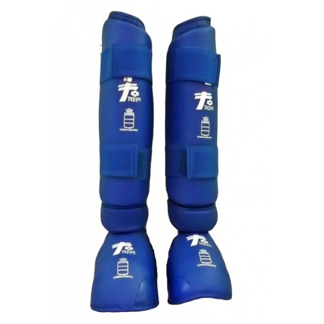 Espinillera de karate con empeine desmontable azul