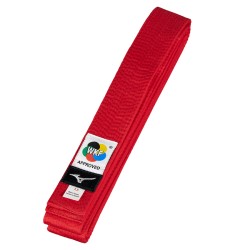 Cinturón MIZUNO rojo karate homologado WKF