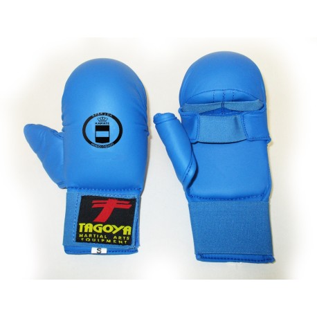 Guantilla karate kumite homologada RFEK azul con pulgar