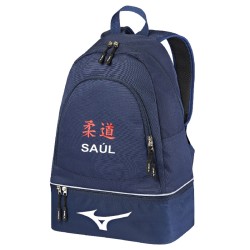 Mochila Mizuno azul Judo con nombre bordado