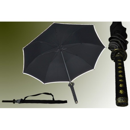 Paraguas katana samurai resistente con funda para colgar al hombro.