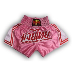 Pantalón Thai Boxing de saten rosa.