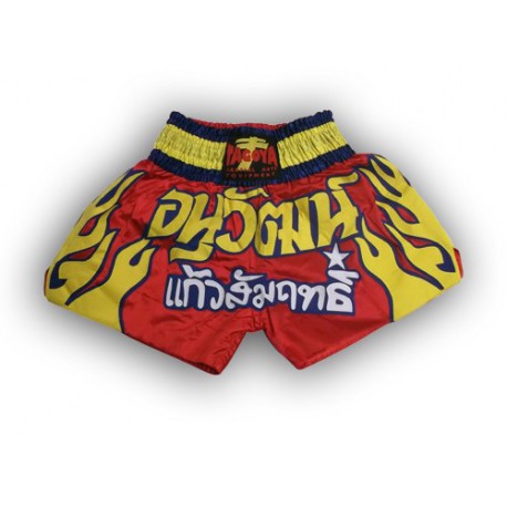 Pantalón thai boxing rojo con llamas -