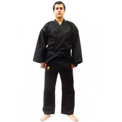 Traje karate negro de entrenamiento en algodón 100% de 12 onzas.