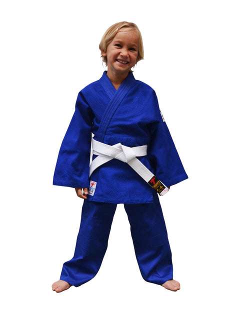 Kimono de judo azul infantil.