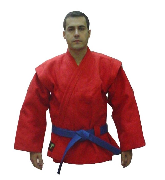 Kurka sambo para alta competición de tejido grueso y muy duro rojo.