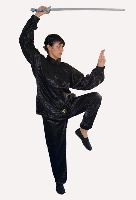 Traje para taichi de satén negro