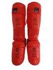 Espinillera con empeine Wacoku homologada WKF roja.