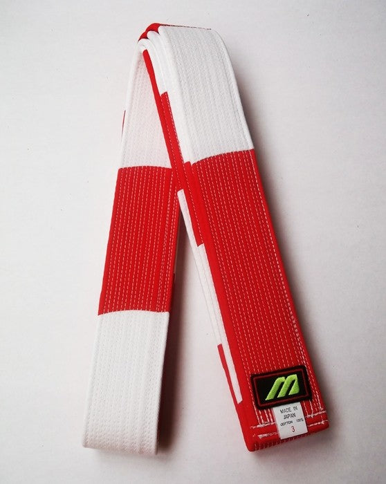 Cinturón MIZUNO blanco-rojo de 6º Dan