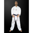 Dobok de COMPETICION cuello blanco bordado de tejido de relieve (como panilla).