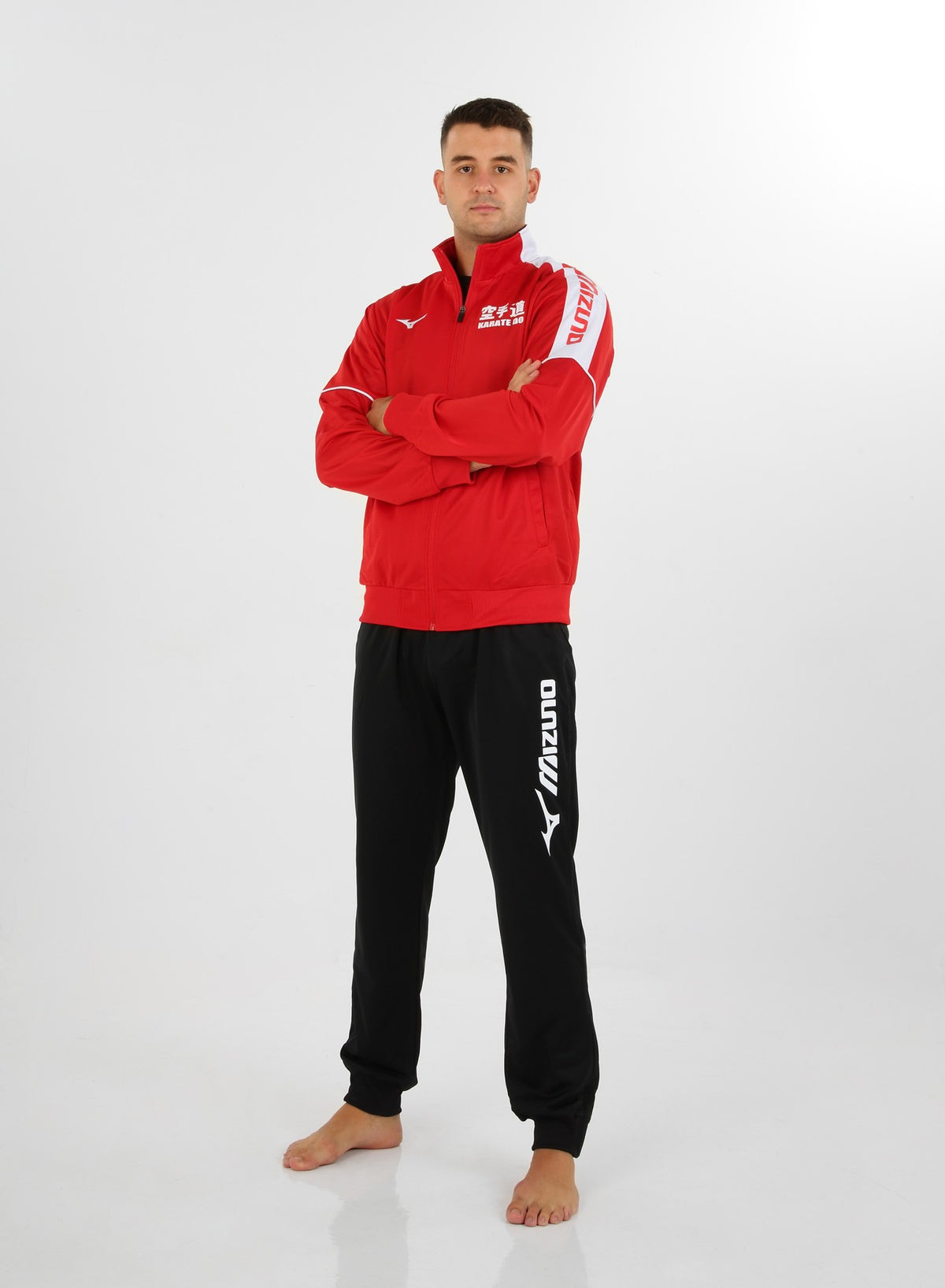 Chandal Mizuno rojo negro karate