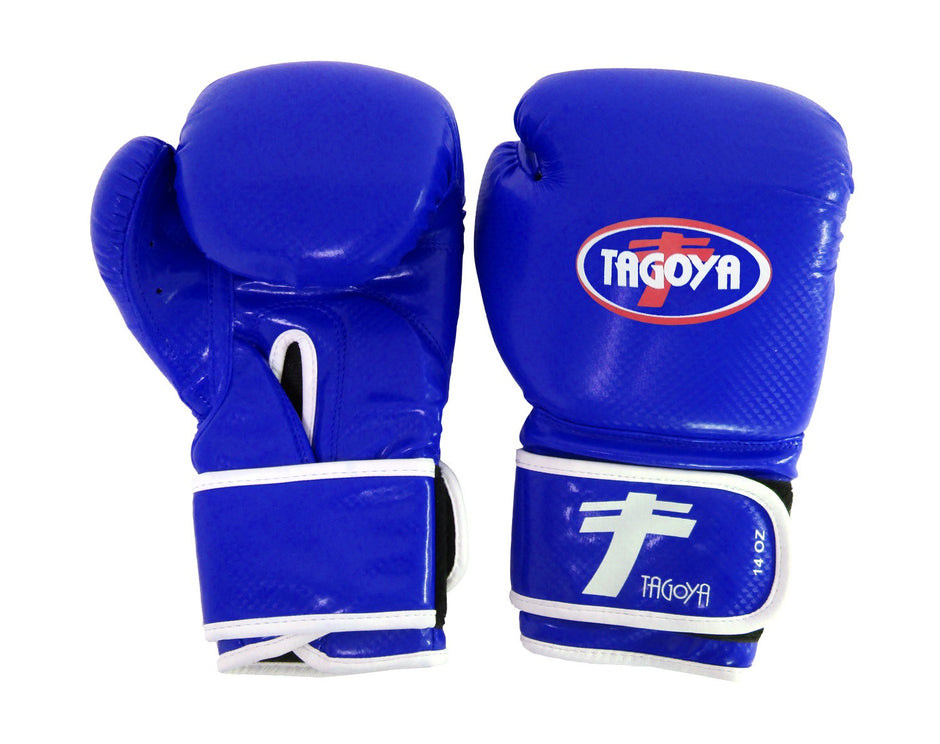 Guantes de boxeo de pvc Azul brillante con efecto carbono