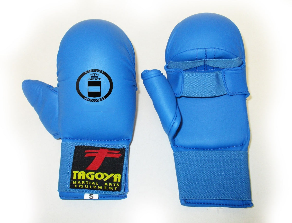 Guantilla karate kumite homologada RFEK azul con pulgar