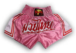 Pantalón Thai Boxing de saten rosa.