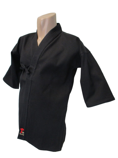 Chaqueta negra de tejido de grano